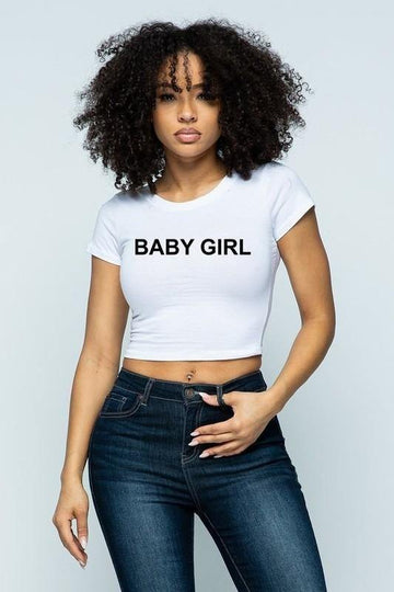 Baby Girl Print Crop Top - Paelyn Boutique